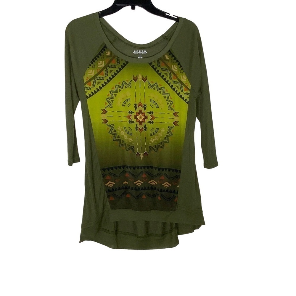 ROPER olive green blouse with long sleeves. Size S